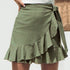 Ruffles Lace Up Pleated Short Skirt High Waist - menochic